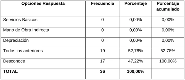 TABLA 11: Rubros sumados a la carga fabril 