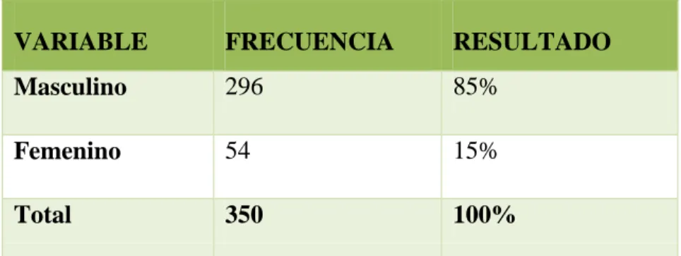 Tabla 13: Genero 