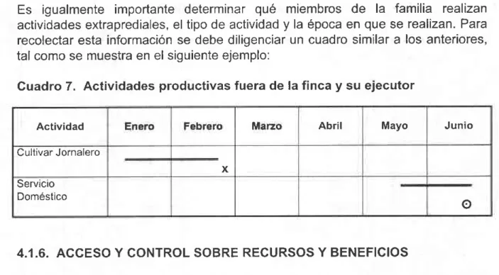 Cuadro 7. Actividades  productivas  fuera de la finca y su ejecutor