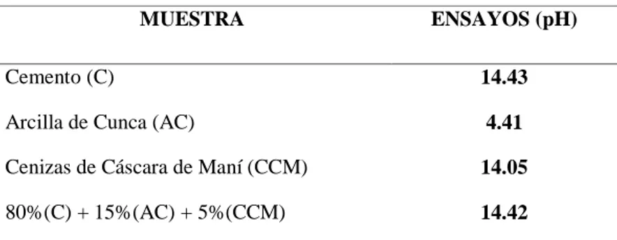 Tabla 18: Composición química de las cenizas de cáscara de maní