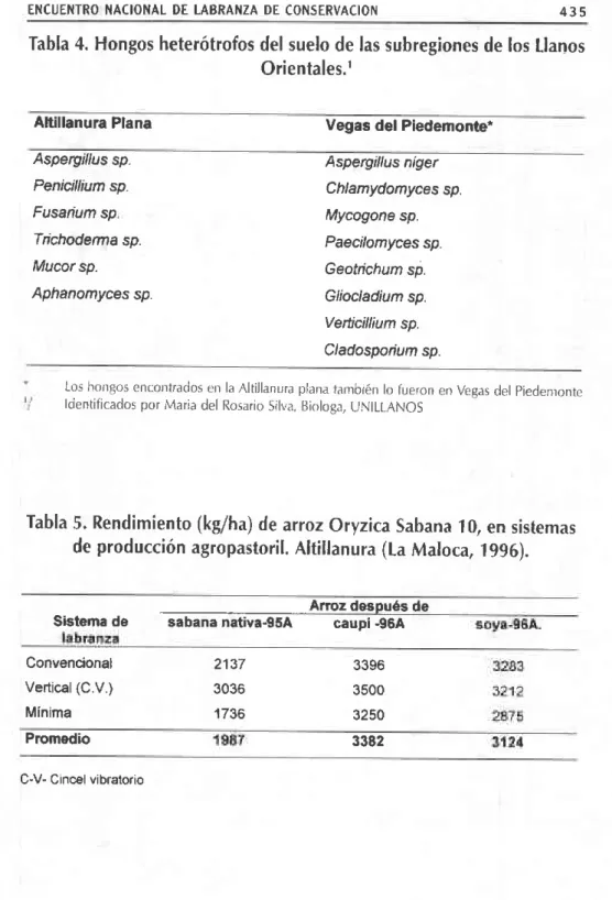 Tabla  4. Hongos  heterótrofos  del suelo  de las subregiones  de los Llanos Orientales.l