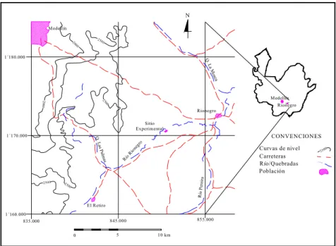 Figura  1.  Localización  del  C.I.  “La  Selva”  –  CORPOICA.  Rionegro,  Oriente  Antioqueño-Colombia