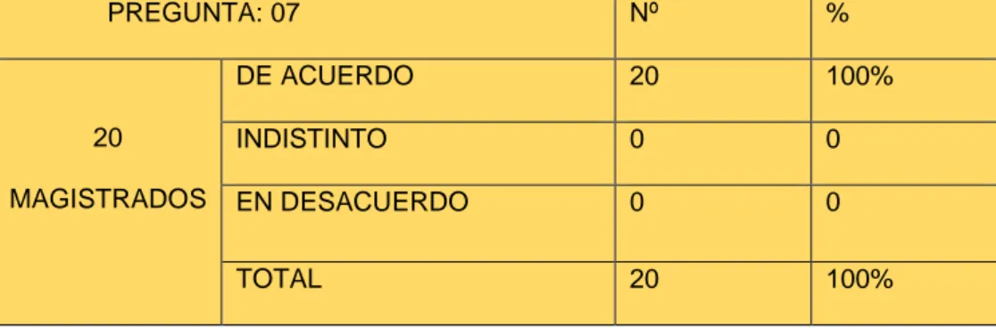 CUADRO N° 07  GRÁFICO Nº 07  100%0%0% MAGISTRADOS