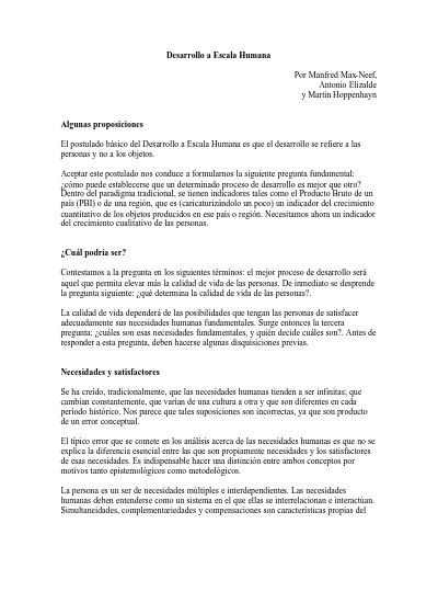 Desarrollo A Escala Humana. El Postulado Básico Del Desarrollo A Escala ...