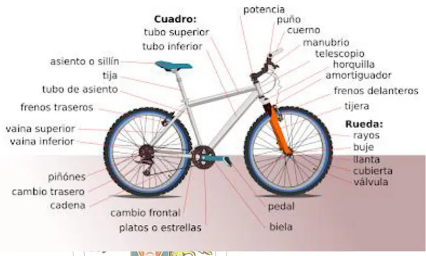 Fig N°2.5 Diagrama de los componentes de una bicicleta. 