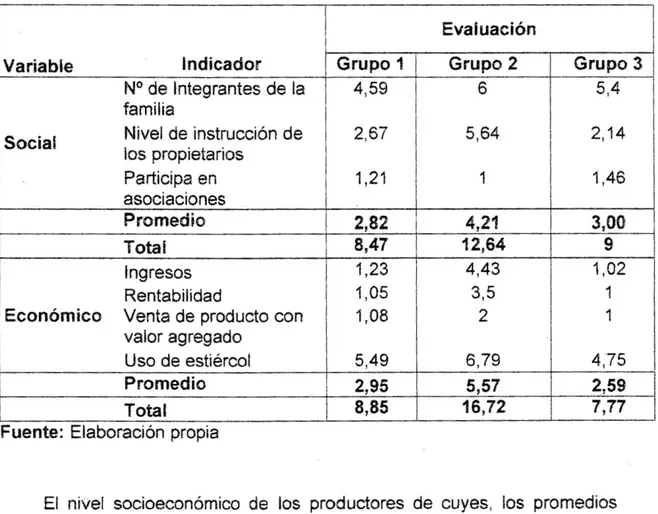 Cuadro 6. Nivel socioeconómico de los productores de cuyes de la provincia  de Huacaybamba 