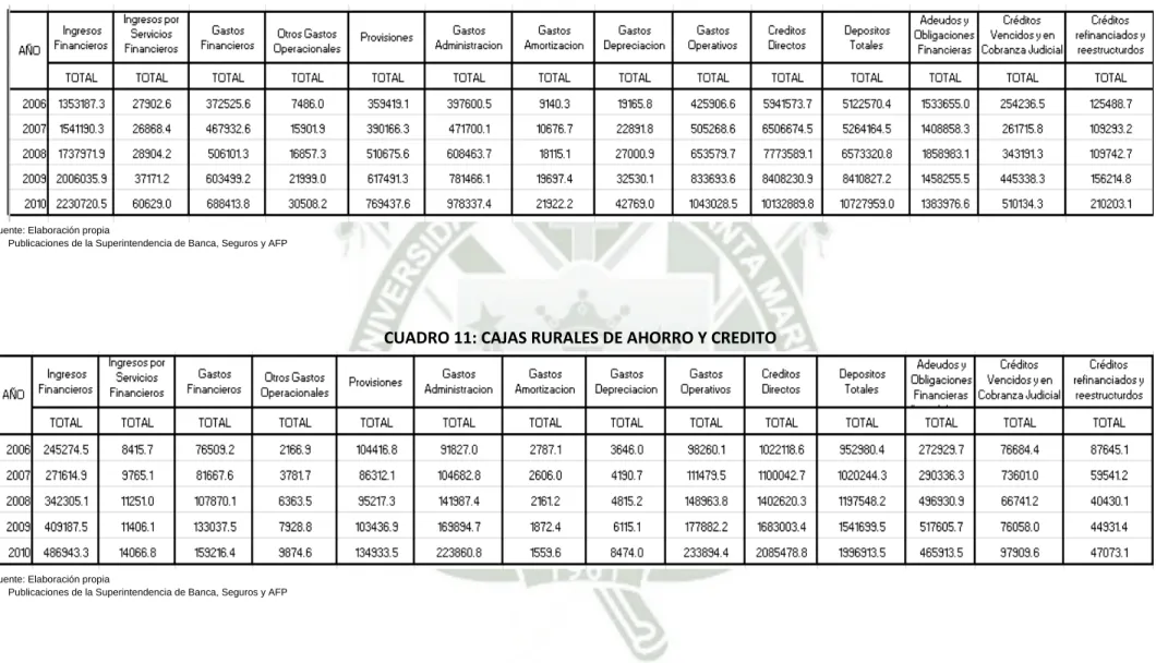 CUADRO 10: CAJAS MUNICIPALES  