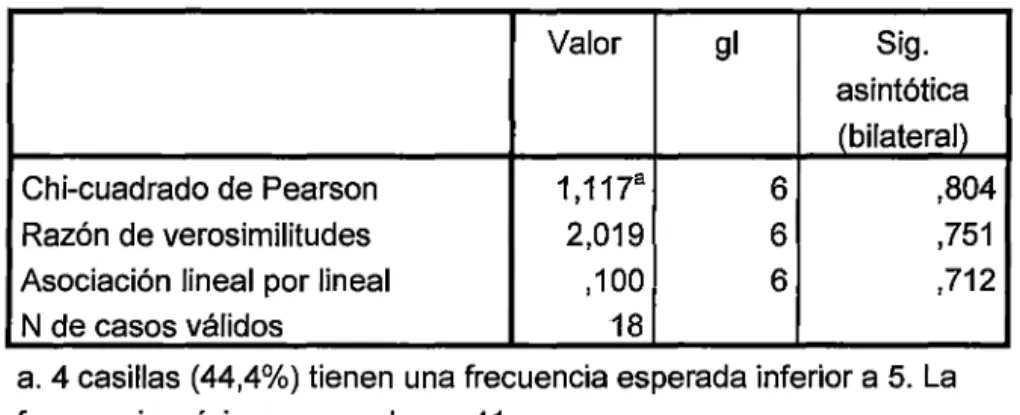 Tabla  N° 31:  Pruebas de Chi  Cuadrado 