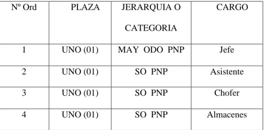 Cuadro para Asignación de Personal 
