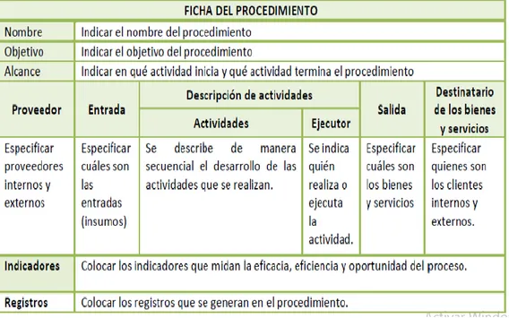 Tabla 5- Modelo de Ficha de Procedimiento 