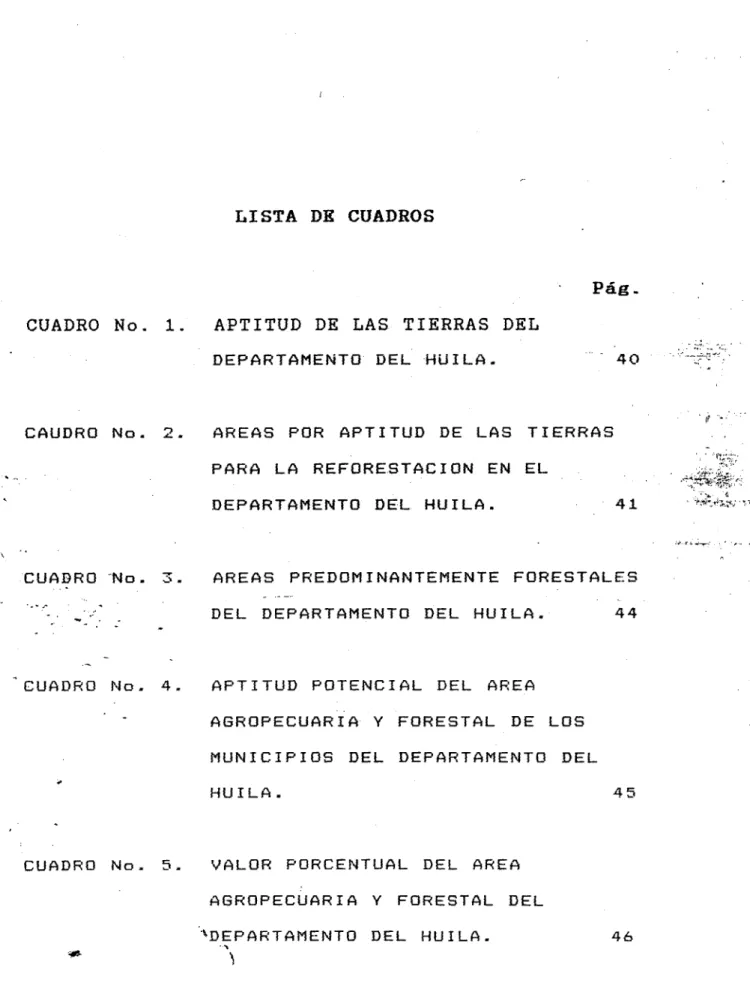 CUADRO No. 1. APTITUD DE LAS TIERRAS DEL