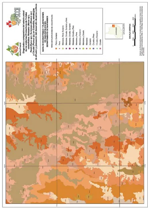 Figura 5  Mapa de ecosistemas del departamento de Santander ubicando zonas productoras de duraznero.