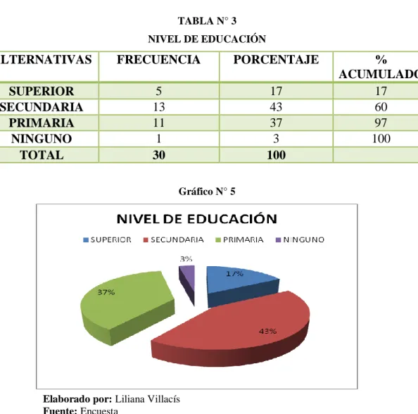 TABLA N° 3  NIVEL DE EDUCACIÓN  