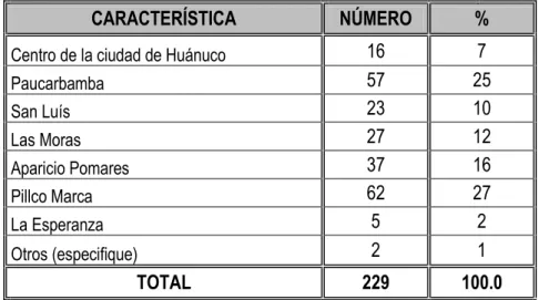 CUADRO Nº 04  LUGAR DE RESIDENCIA 
