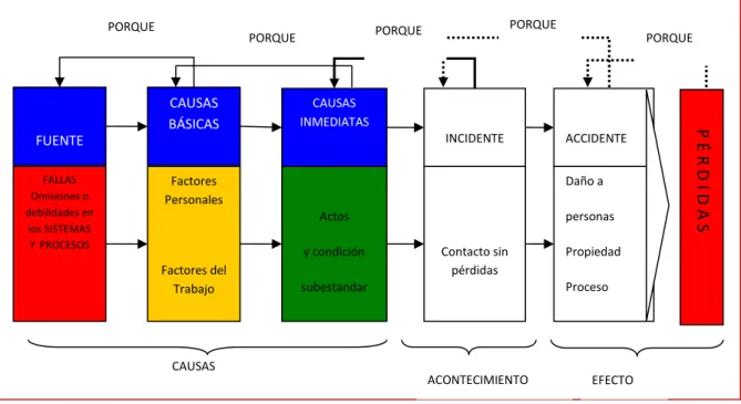 Figura 2   Modelo de causalidad de pérdidas en la cual se verifica la  causalidad de los accidentes 
