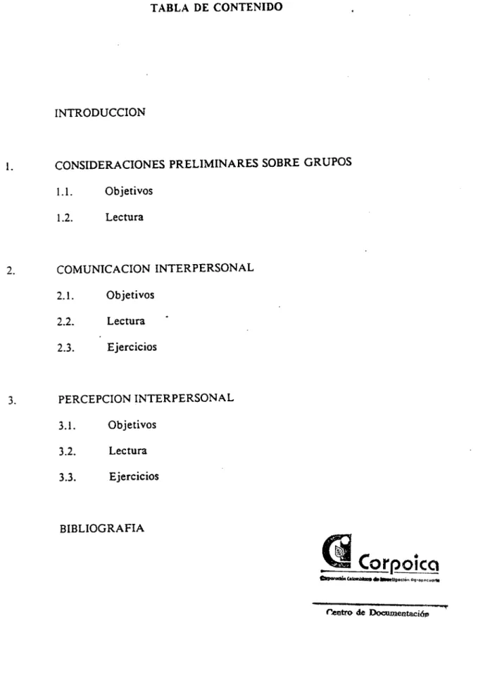 TABLA DE CONTENIDO