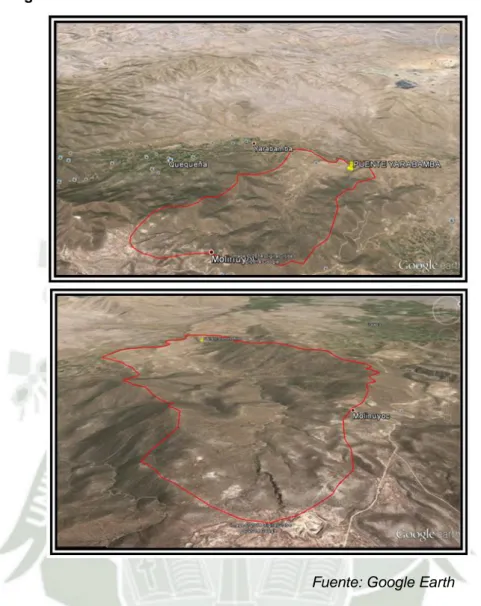 Figura II -  2 Elevaciones en tres dimensiones de la cuenca delimitada 