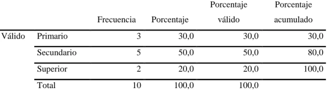 Tabla N°23 Nivel de estudios 