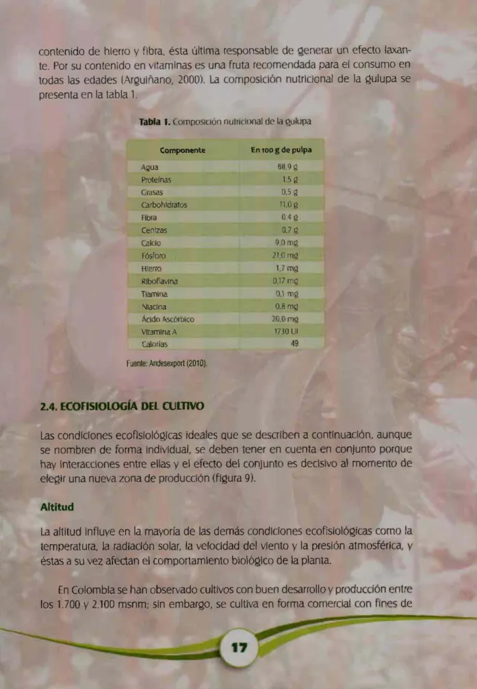 Tabla  1. Compos1c1ón  nutrírional de la  ~ulupa 