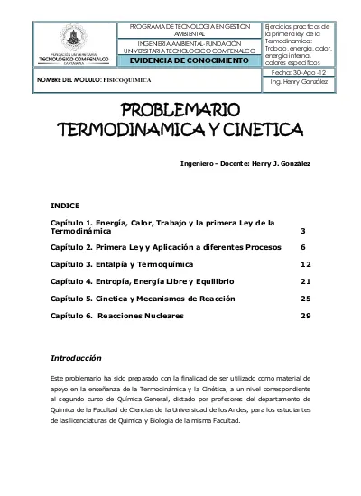 Ejercicios Resueltos De Primera Ley De La Termodinamica Original 4695