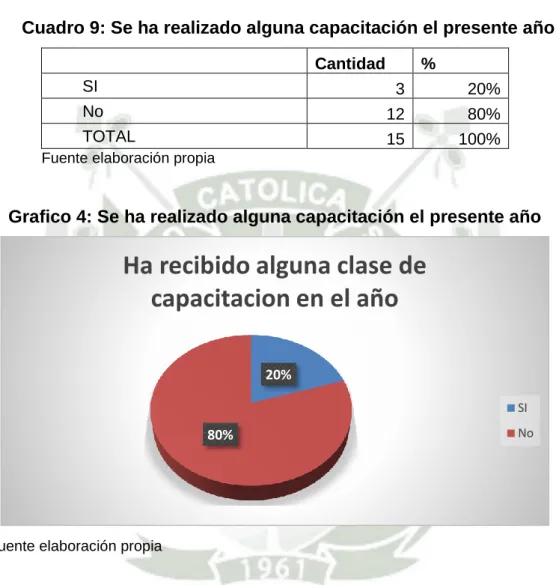 Cuadro 9: Se ha realizado alguna capacitación el presente año  