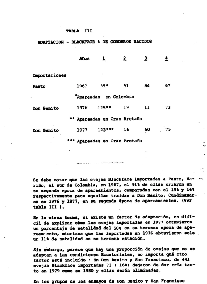 TABLA III