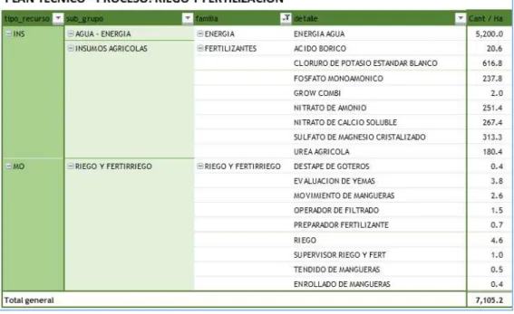Tabla 3. Plan técnico