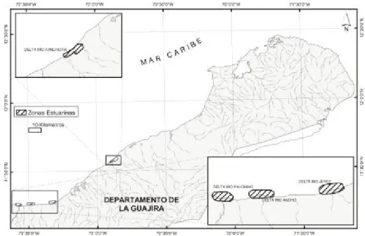 Figura 56 . Principales estuarios y lagunas costeras del Departamento de la Guajira