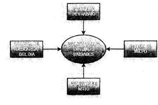 Fig.  1.4.  Fuentes  de  información  para  el  proceso  de  Programación  diaria de unidades 