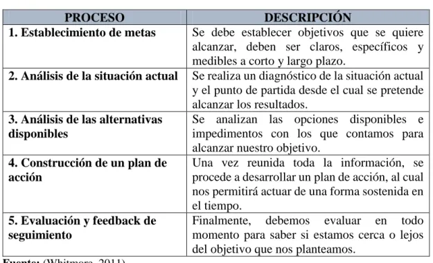 Tabla 5 Proceso de coaching 