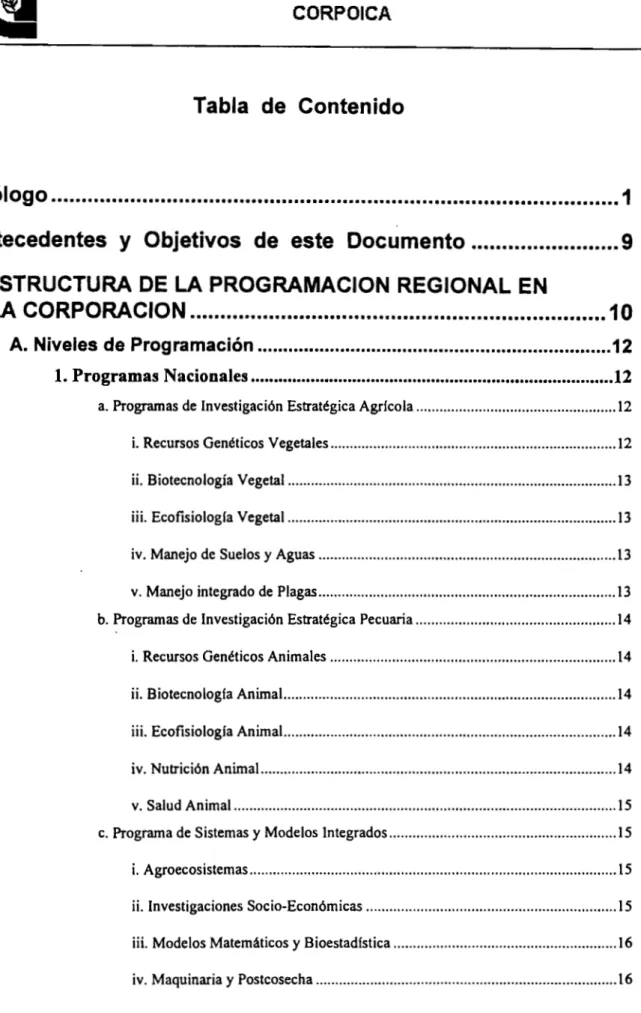 Tabla de Contenido