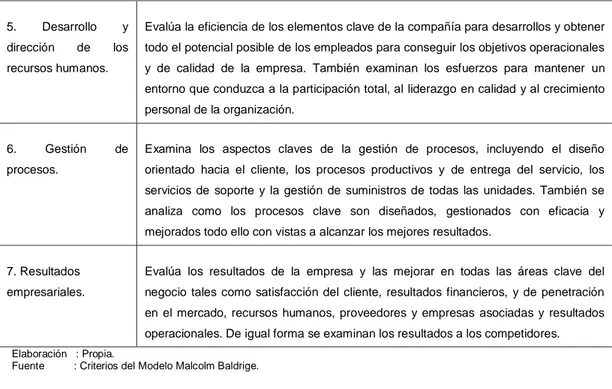 Gráfico Nº II-01: Esquema del Modelo Malcolm Baldrige 