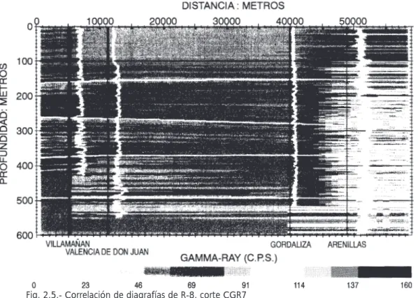 Fig. 2.5.- Correlación de diagrafías de R-8, corte CGR7