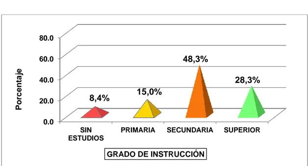 Tabla 06. Grado de instrucción de los pacientes del servicio de Cirugía  del Hospital Regional Hermilio Valdizán Medrano – Huánuco 2017