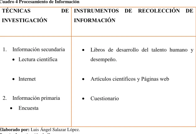 Cuadro 4 Procesamiento de Información 