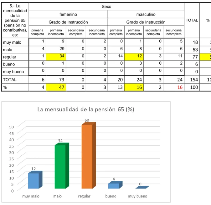 Tabla Nº  8: Mensualidad de la pensión 65 (pensión no contributiva). 