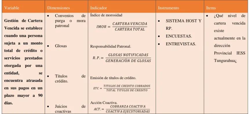 Tabla 3 Operacionalización variable Independiente. 