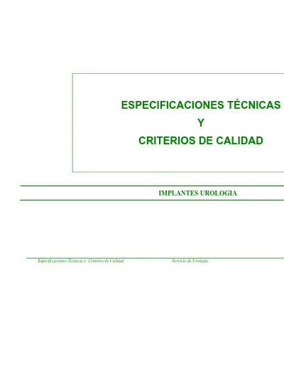 ESPECIFICACIONES TÉCNICAS Y CRITERIOS DE CALIDAD