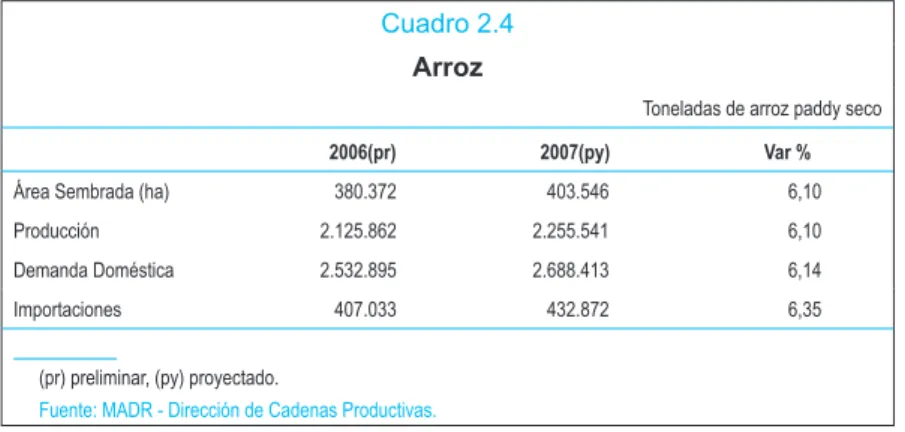 Cuadro 2.4 Arroz