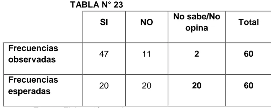 TABLA N° 24  Frecuencias 