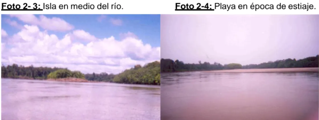 Foto 2- 3: Isla en medio del río.  Foto 2-4: Playa en época de estiaje. 