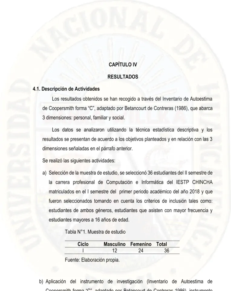Tabla N°1. Muestra de estudio 