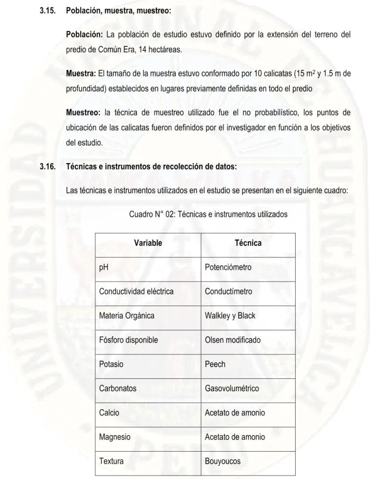 Cuadro N° 02: Técnicas e instrumentos utilizados 