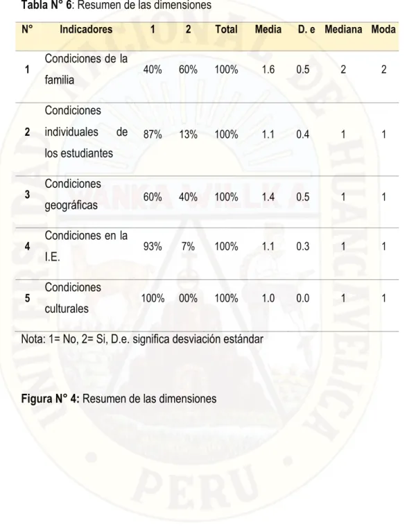 Figura N° 4: Resumen de las dimensiones 