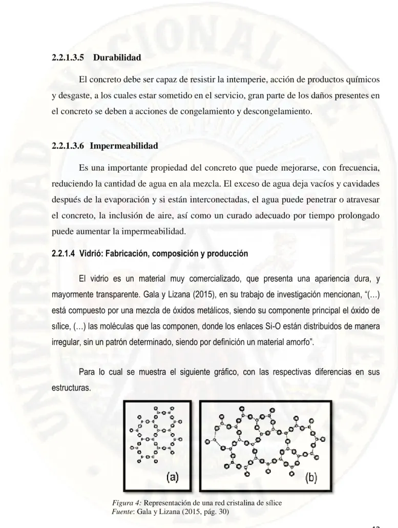 Figura 4: Representación de una red cristalina de sílice  Fuente: Gala y Lizana (2015, pág