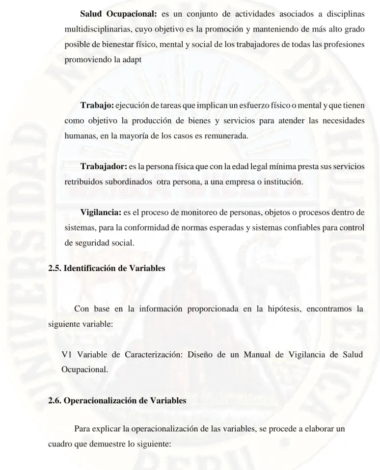 CUADRO Nº 1: Operacionalización de Variables 