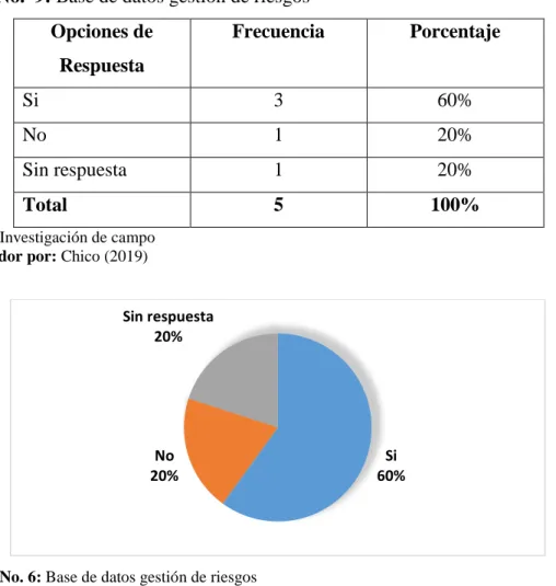 Gráfico No. 6: Base de datos gestión de riesgos  Elaborado por: Chico (2019) 