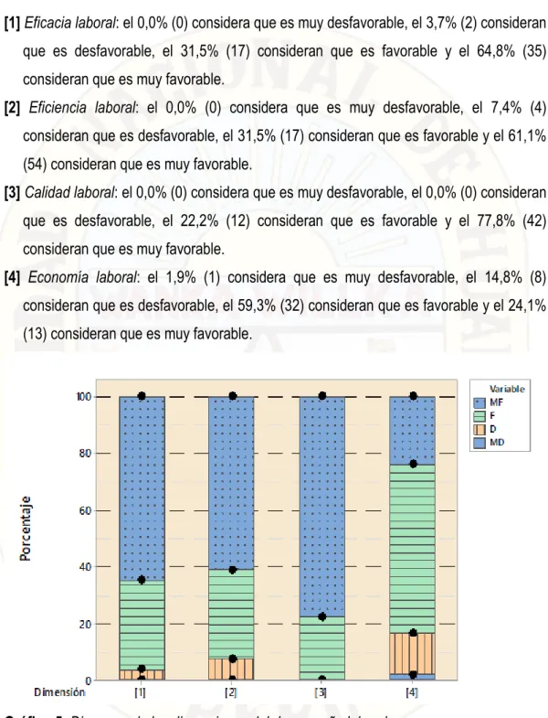 Gráfico 5. Diagrama de las dimensiones del desempeño laboral. 