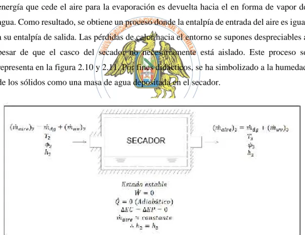 Figura 2.10. Idealización del proceso de secado.