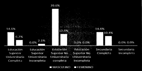 Gráfico N°  07. Nivel de instrucción de los discapacitados por género. 